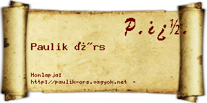 Paulik Örs névjegykártya